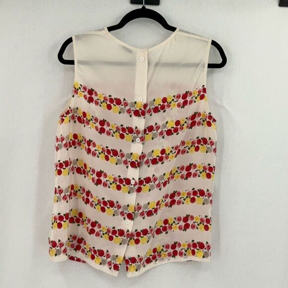 Equipment Cream Silk Floral Sleeveless Button Back Blouse Size Large - Picture 5 of 9